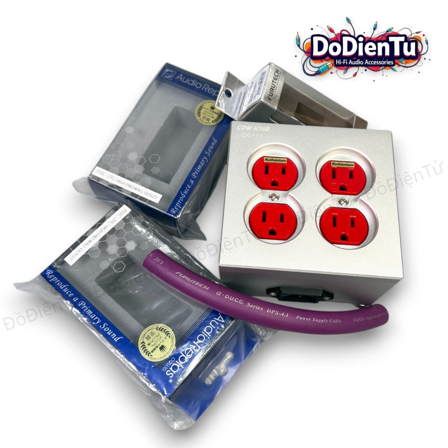 Ổ điện nhôm 4 lỗ D.I.Y phụ kiện Audio Replas Furutech