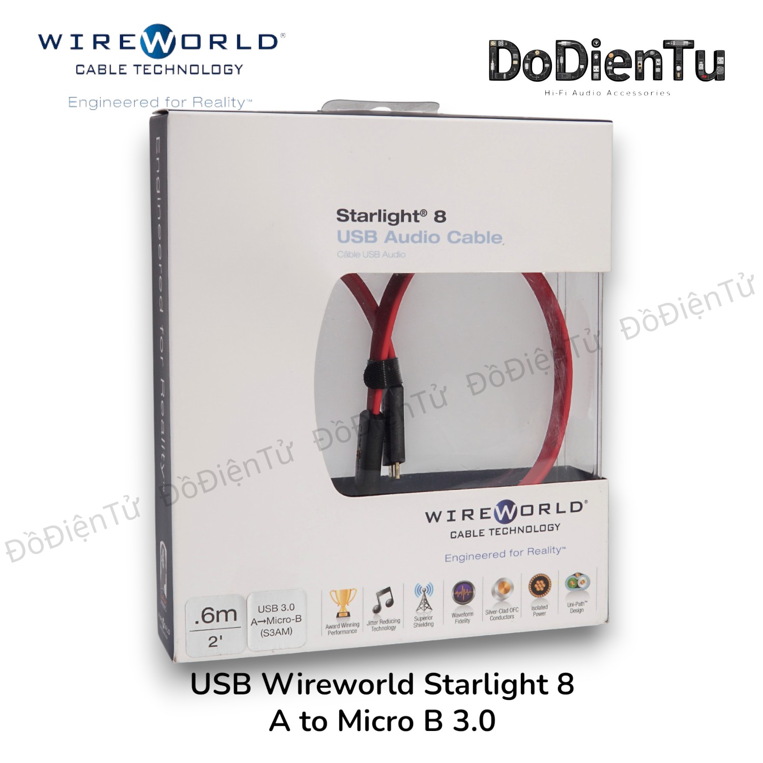 美品 WIREWORLD Starlight 8 USB3.0 A→B0.6m Wireworld Starlight 8 USB 3.1 Audio Cord | 28 AWG Cable