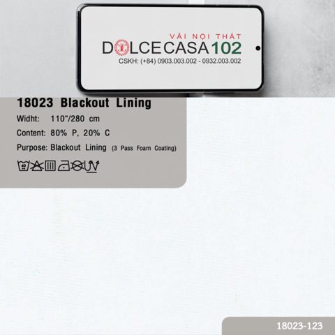  18023 vải lót chắn sáng 3 lớp foam BLACKOUT LINING 1 màu copyright 2018 