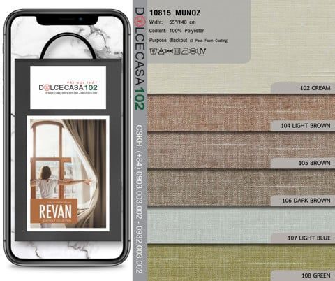  10815 vải chắn sáng cán phủ 3 lớp MUNOZ 5 màu copyright 2013 