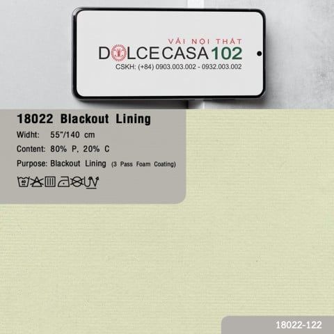  18022 vải lót chắn sáng 3 lớp foam BLACKOUT LINING 1 màu copyright 2018 