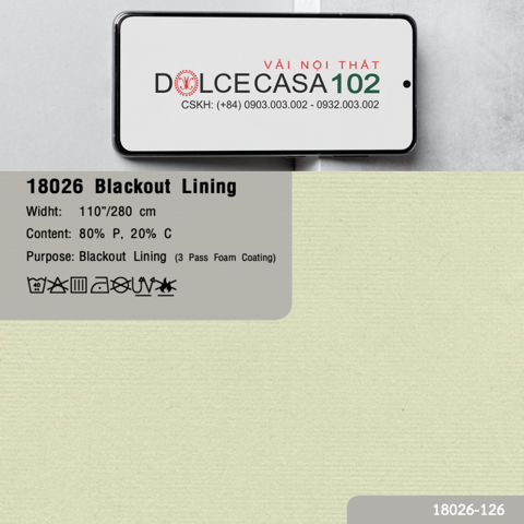  18026 vải lót chắn sáng 3 lớp foam BLACKOUT LINING 1 màu copyright 2018 