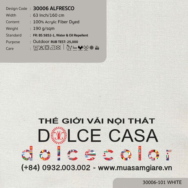  30006 vải ngoài trời ALFRESCO 15 màu copyright 2015 
