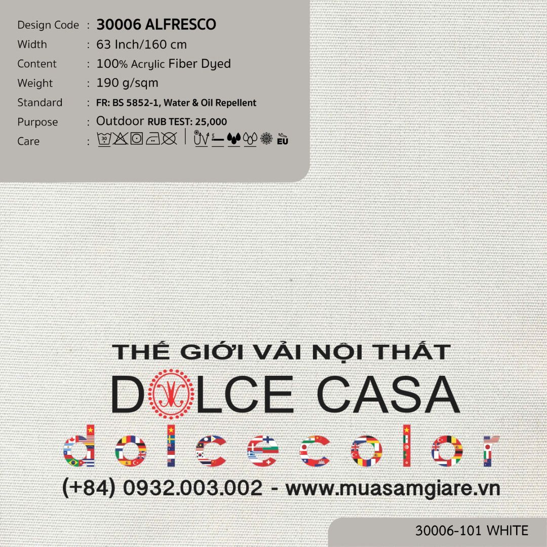  30006 vải ngoài trời ALFRESCO 15 màu copyright 2015 