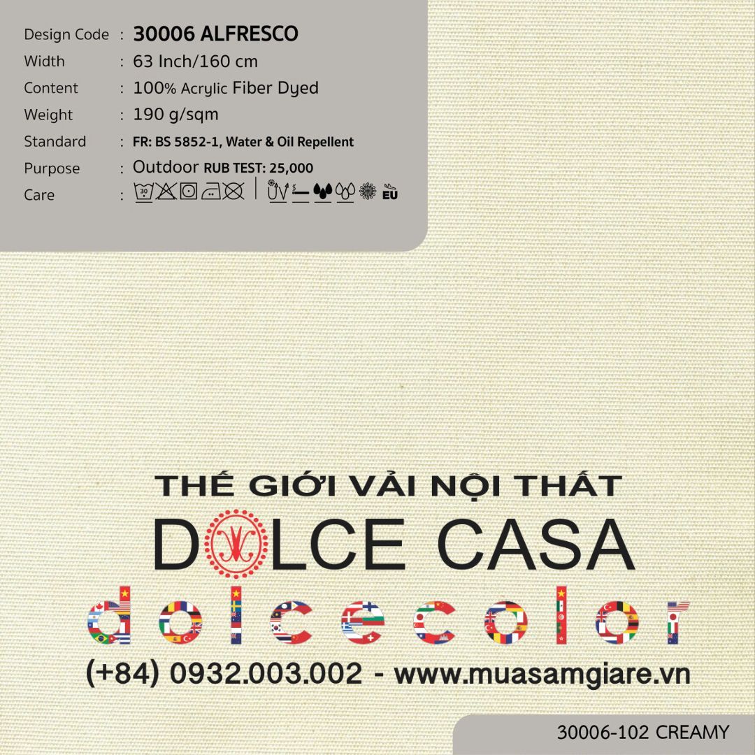  30006 vải ngoài trời ALFRESCO 15 màu copyright 2015 