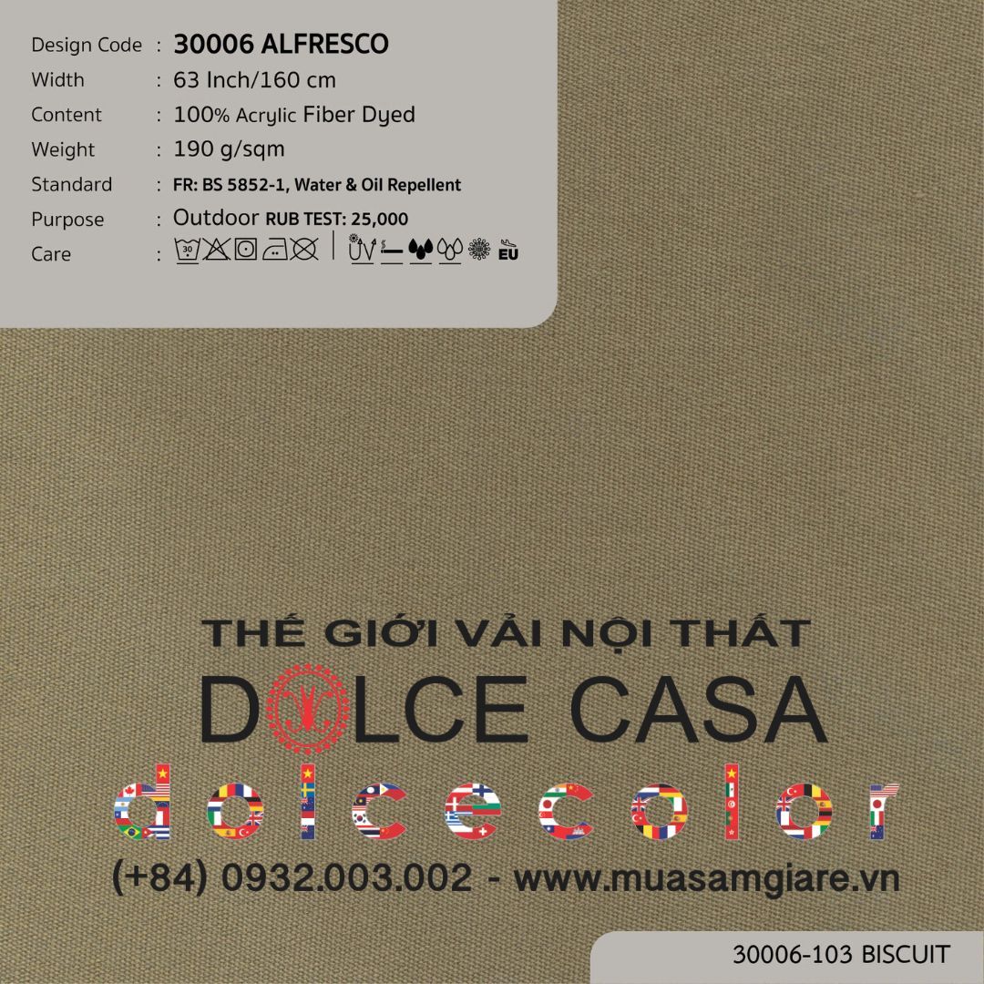  30006 vải ngoài trời ALFRESCO 15 màu copyright 2015 