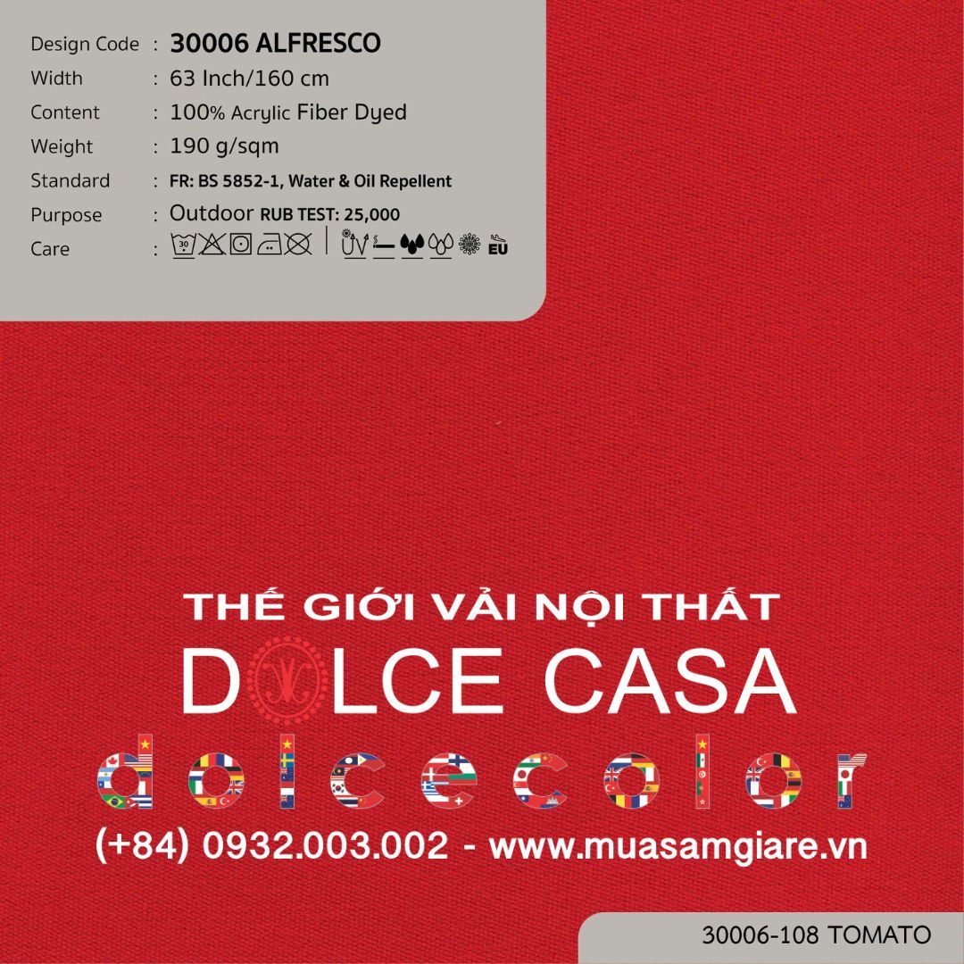  30006 vải ngoài trời ALFRESCO 15 màu copyright 2015 