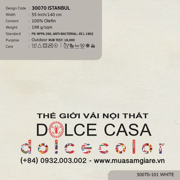  30070 vải ngoài trời ISTANBUL 16 màu copyright 2023 