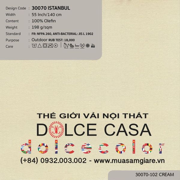  30070 vải ngoài trời ISTANBUL 16 màu copyright 2023 