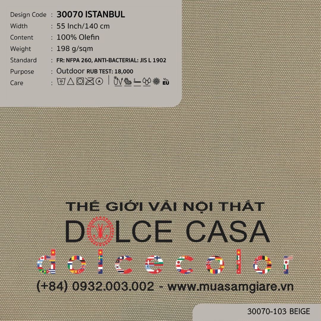  30070 vải ngoài trời ISTANBUL 16 màu copyright 2023 