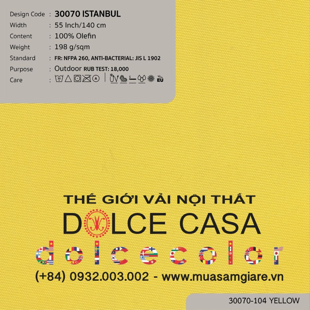  30070 vải ngoài trời ISTANBUL 16 màu copyright 2023 