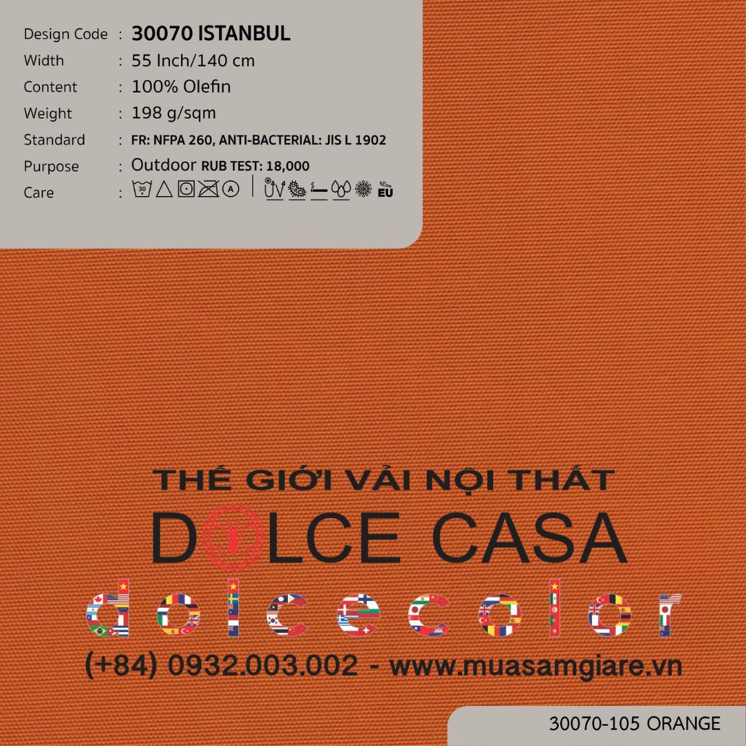  30070 vải ngoài trời ISTANBUL 16 màu copyright 2023 