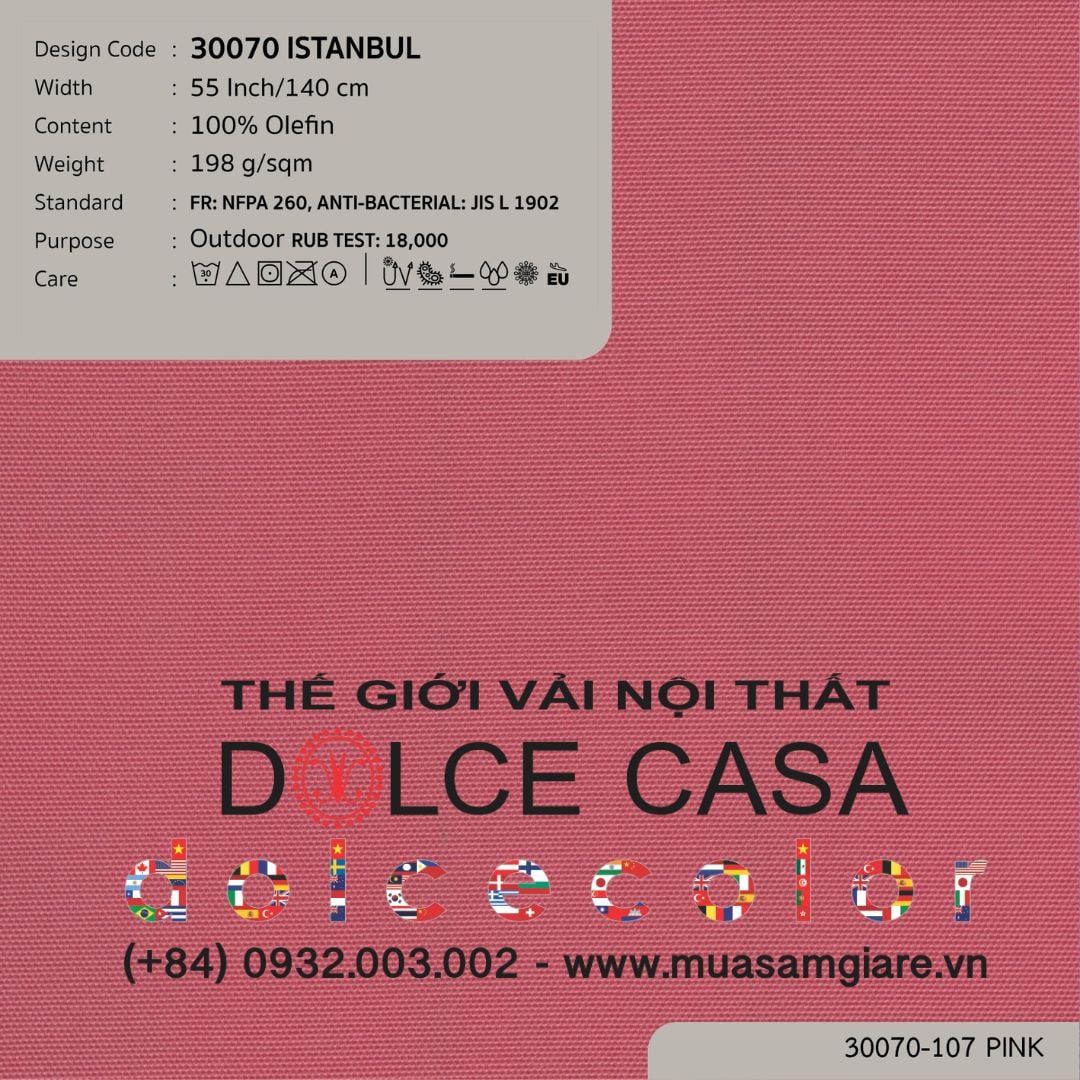  30070 vải ngoài trời ISTANBUL 16 màu copyright 2023 