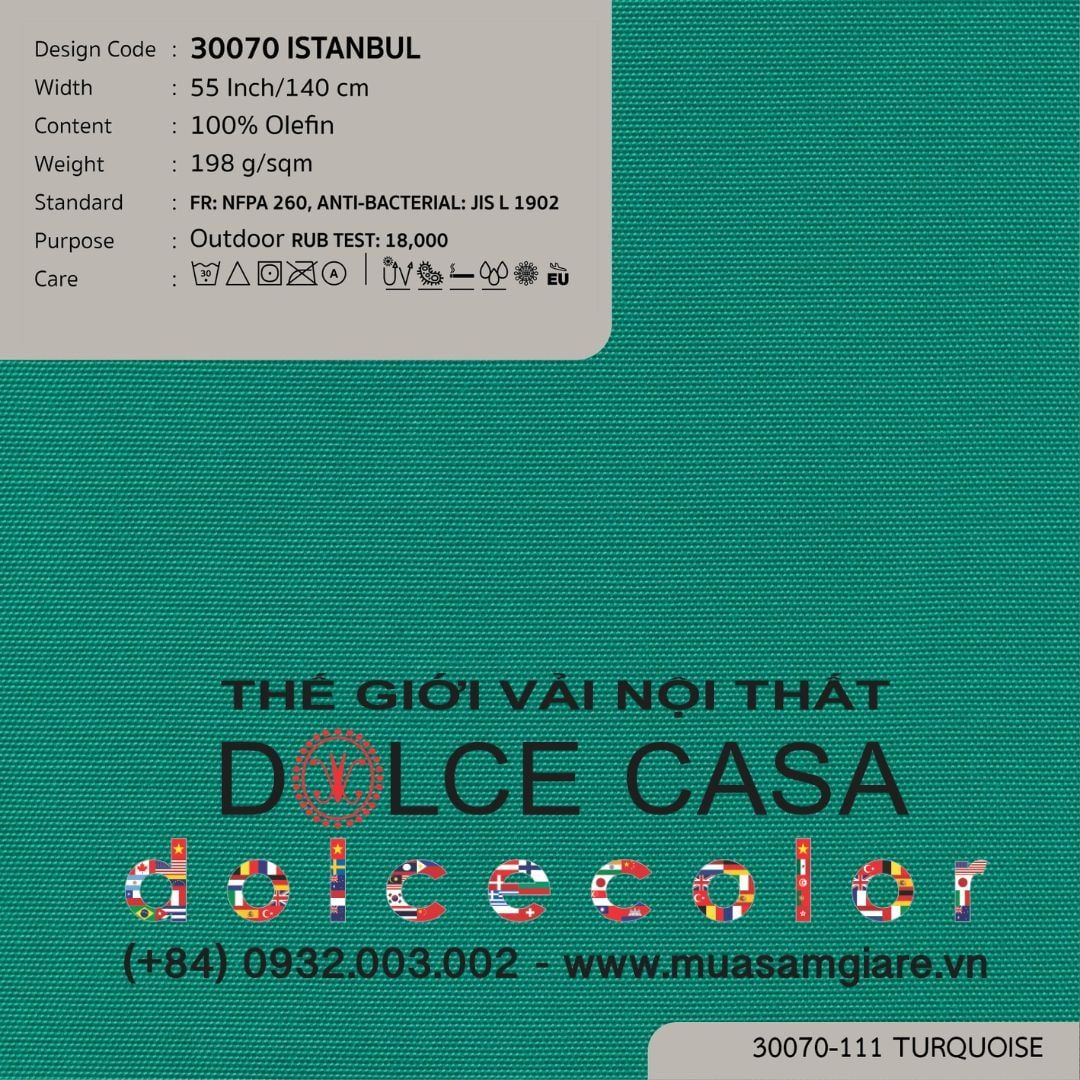  30070 vải ngoài trời ISTANBUL 16 màu copyright 2023 
