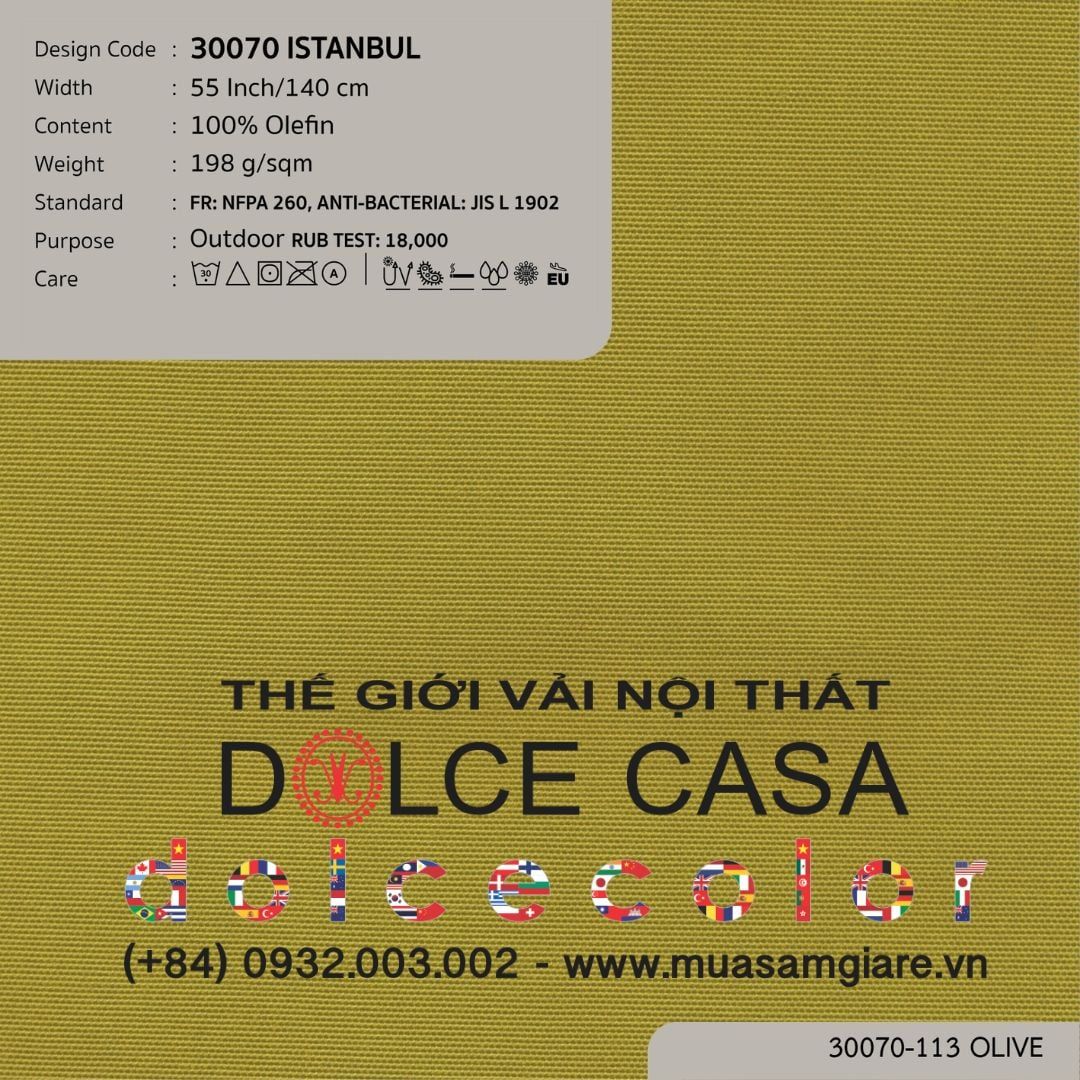  30070 vải ngoài trời ISTANBUL 16 màu copyright 2023 