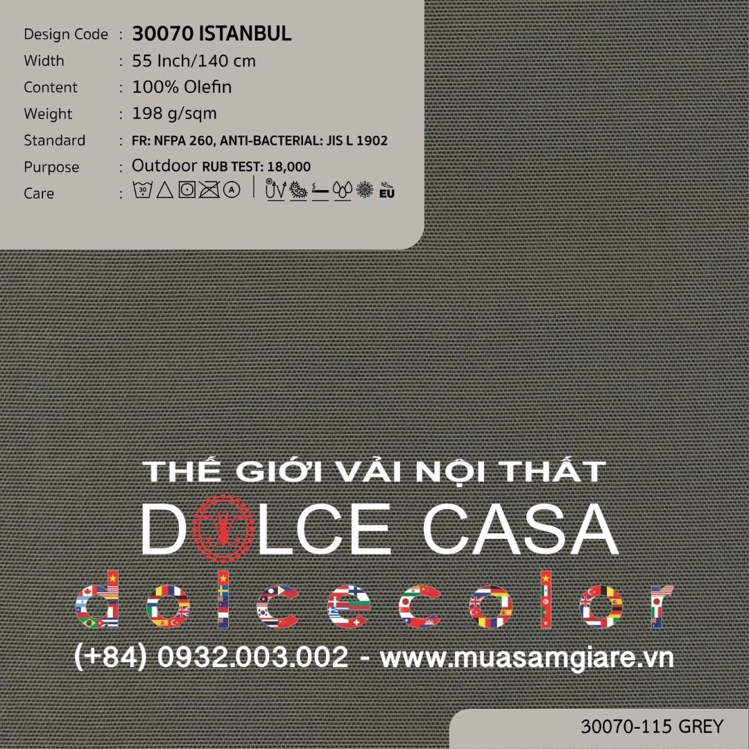 30070 vải ngoài trời ISTANBUL 16 màu copyright 2023 