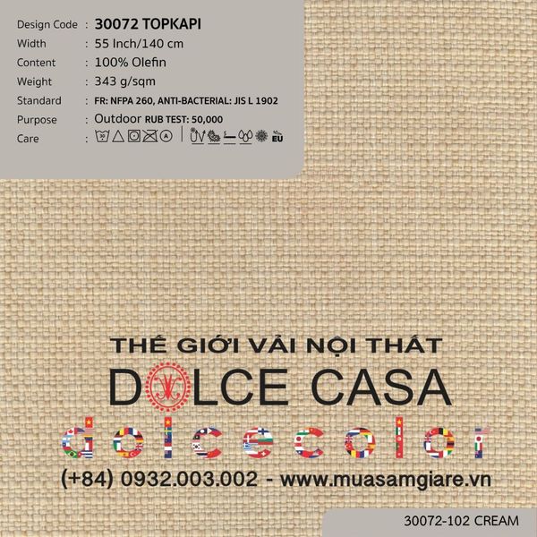 30072 vải ngoài trời TOPKAPI 8 màu copyright 2023 