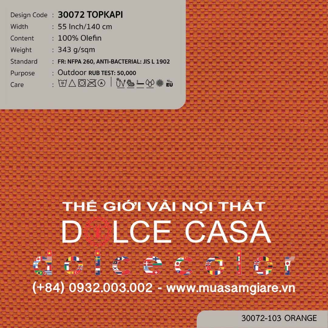  30072 vải ngoài trời TOPKAPI 8 màu copyright 2023 