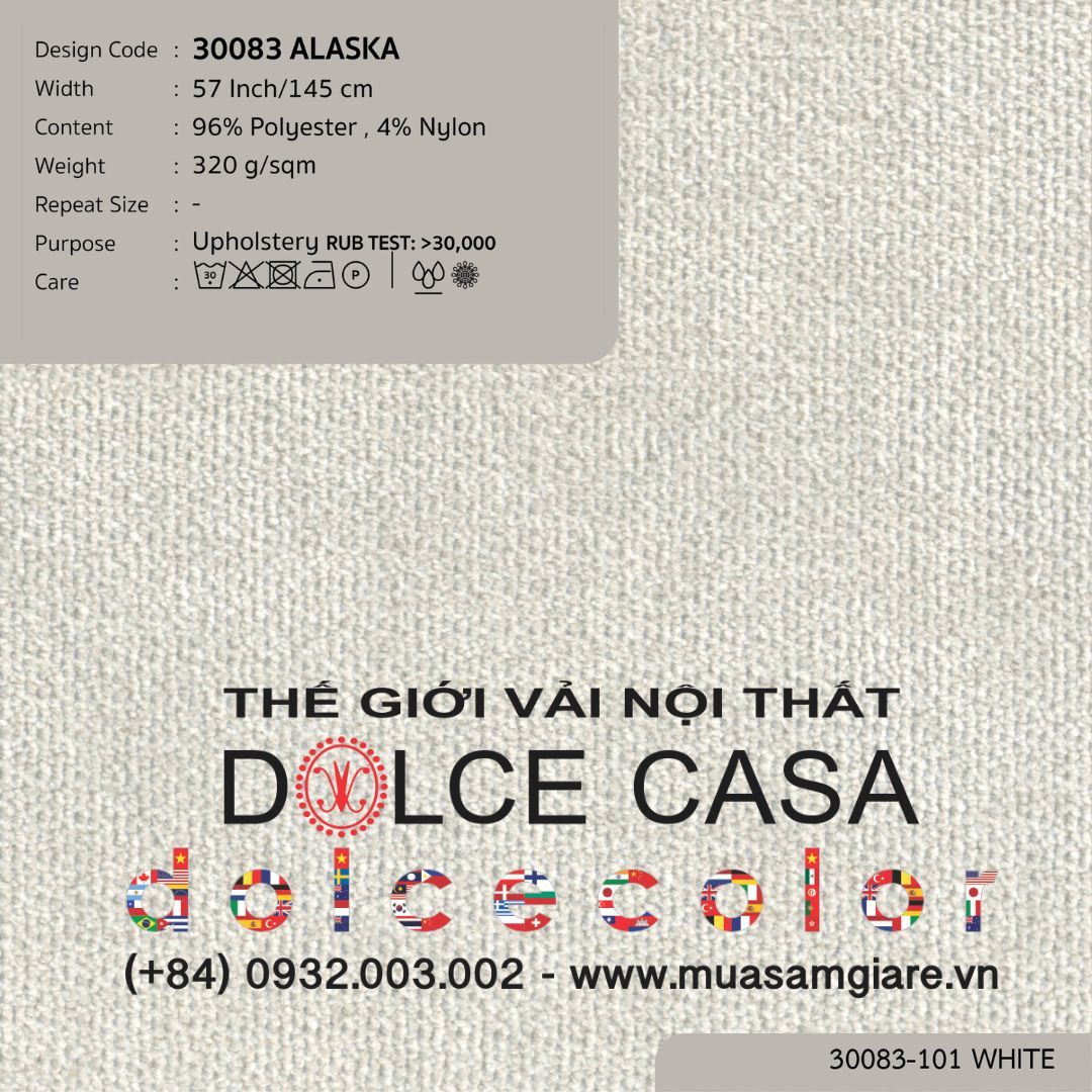  30083 ALASKA vải bọc ghế Nitas Thái Lan 2024 145cm 