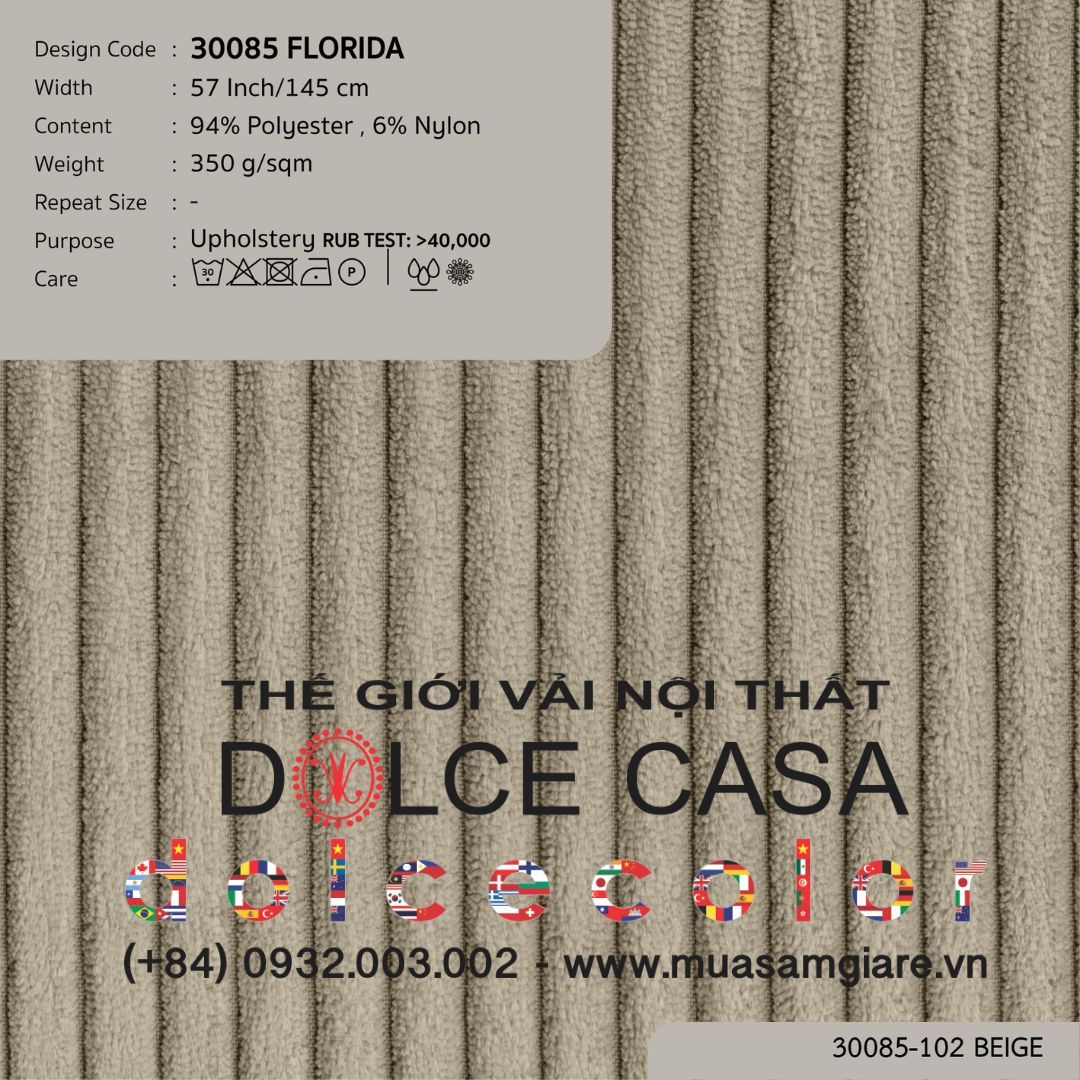  30085 FLORIDA vải bọc ghế Nitas Thái Lan 2024 145cm 