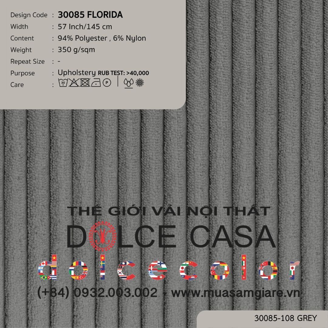  30085 FLORIDA vải bọc ghế Nitas Thái Lan 2024 145cm 