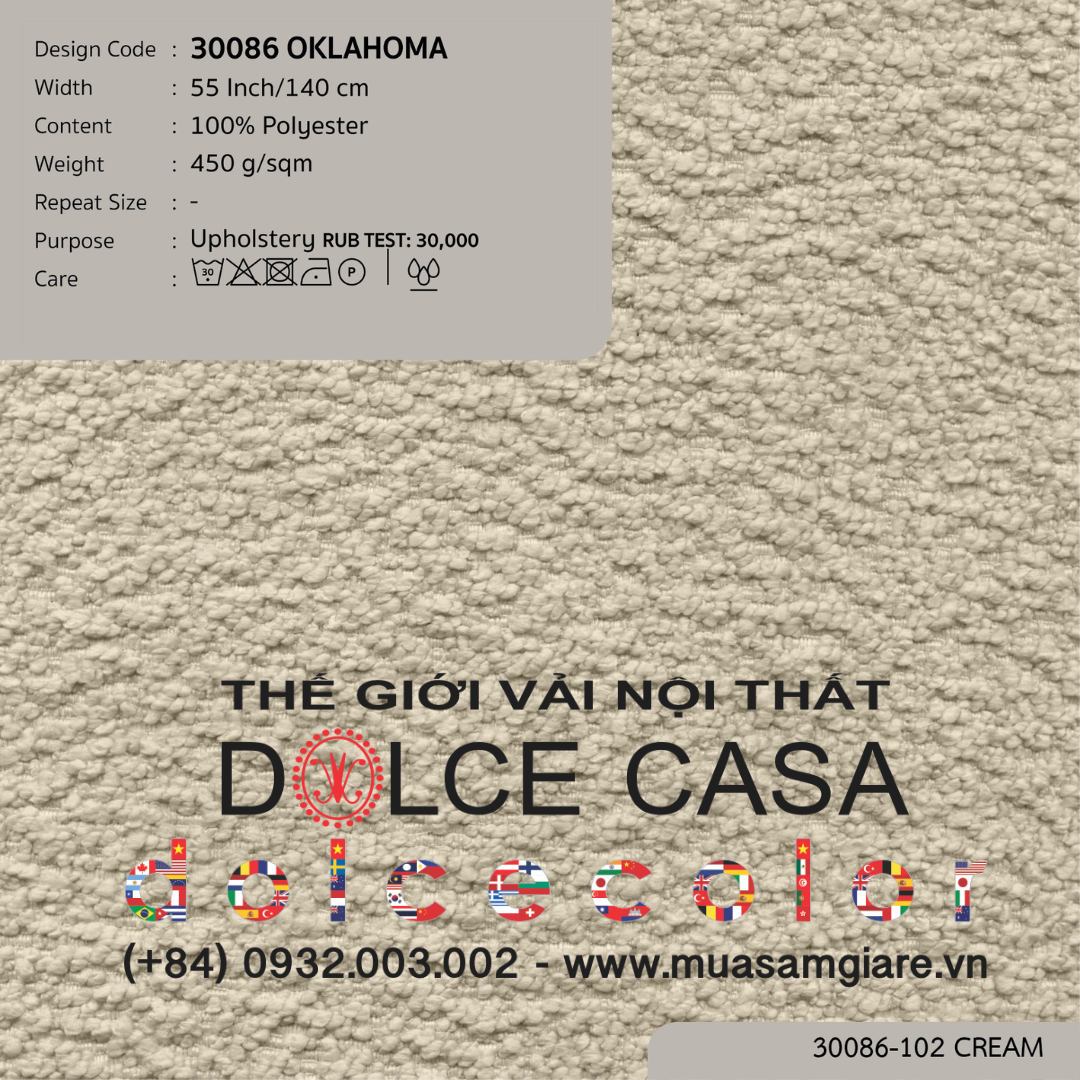  30086 OKLAHOMA vải bọc ghế Nitas Thái Lan 2024 140cm 