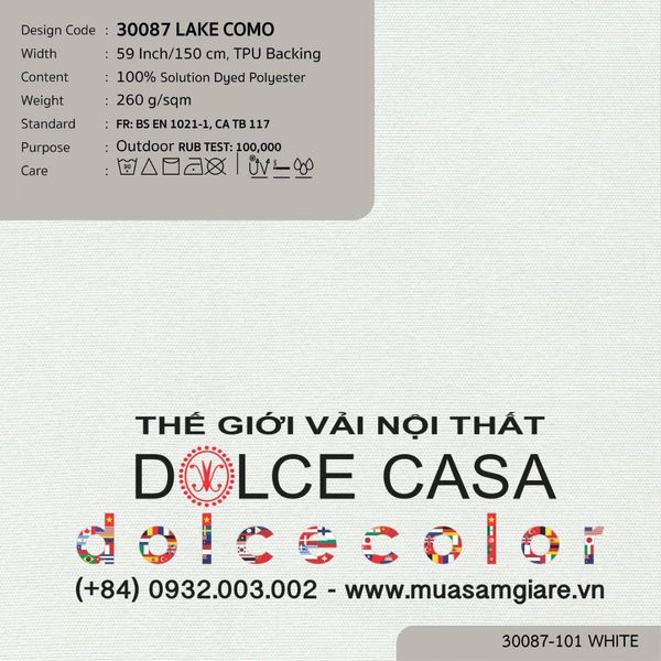  30087 vải ngoài trời LAKE COMO 17 màu copyright 2024 