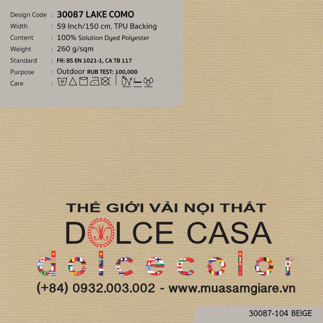  30087 vải ngoài trời LAKE COMO 17 màu copyright 2024 