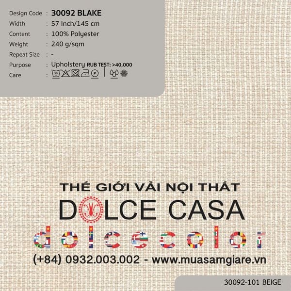 30092-101 BLAKE vải bọc sofa Nitas Thái Lan  2024 145cm