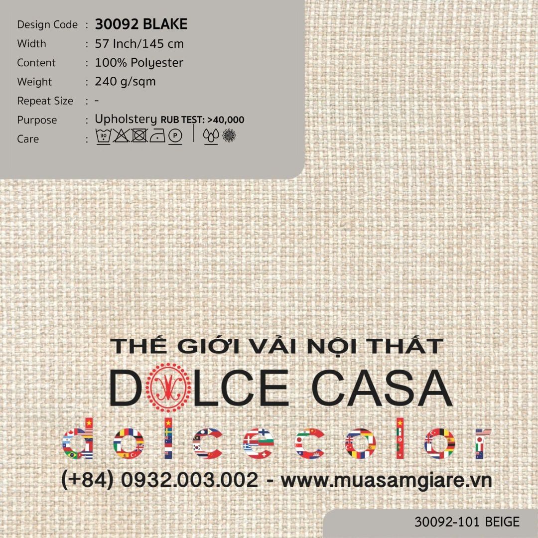 30092 BLAKE vải bọc ghế Nitas Thái Lan 2024 145cm 