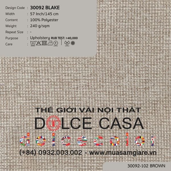 30092-101 BLAKE vải bọc sofa Nitas Thái Lan  2024 145cm