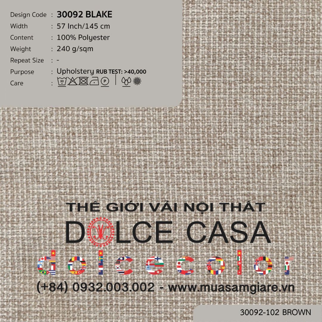  30092 BLAKE vải bọc ghế Nitas Thái Lan 2024 145cm 