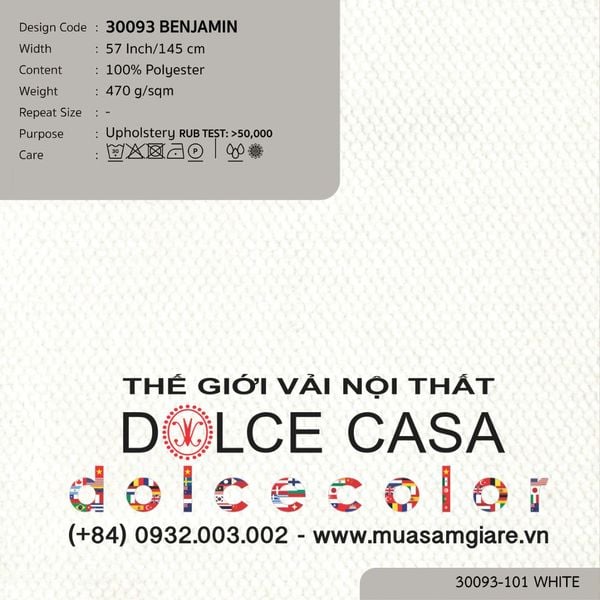 30093-101 BENJAMIN vải bọc sofa Nitas Thái Lan 2024 145cm