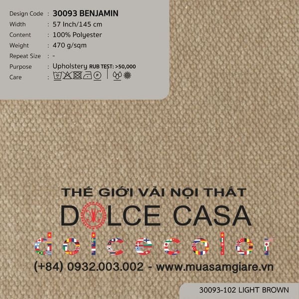 30093-101 BENJAMIN vải bọc sofa Nitas Thái Lan 2024 145cm