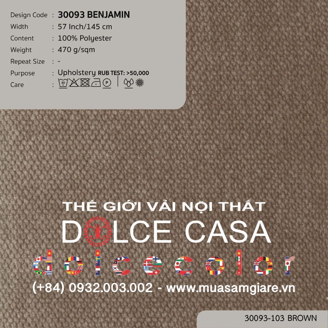  30093 BENJAMIN vải bọc ghế Nitas Thái Lan 2024 145cm 