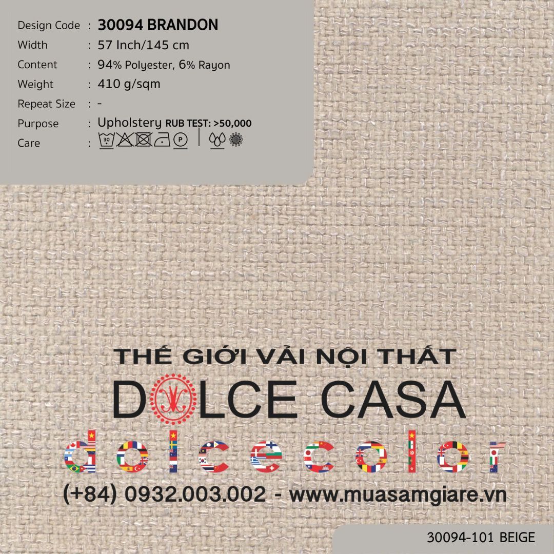  30094 BRANDON vải bọc ghế Nitas Thái Lan 2024 145cm 