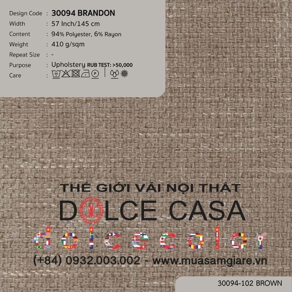 30094-101 BRANDON vải bọc sofa Nitas Thái Lan 2024 145cm