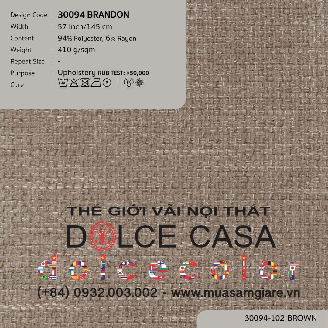  30094 BRANDON vải bọc ghế Nitas Thái Lan 2024 145cm 