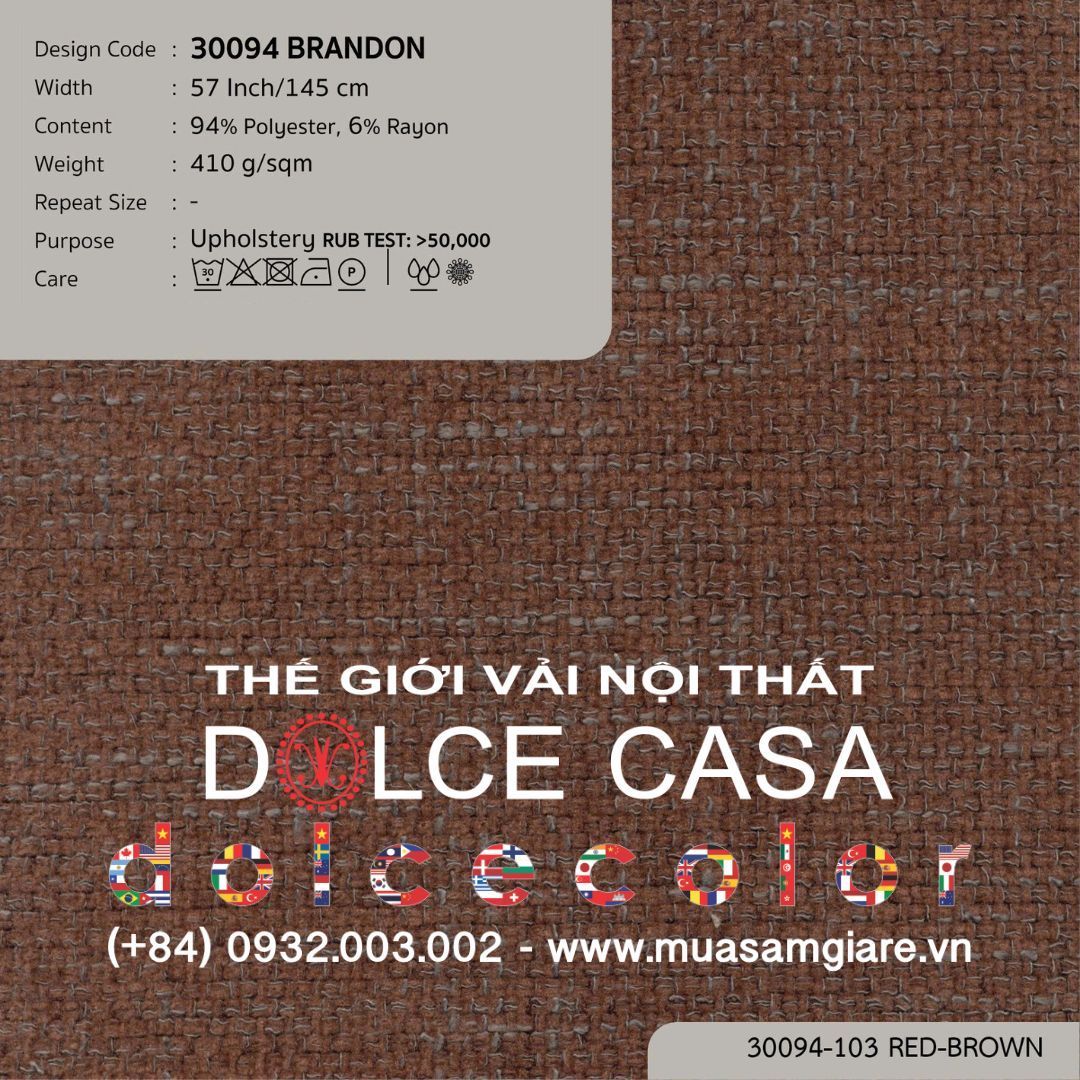  30094 BRANDON vải bọc ghế Nitas Thái Lan 2024 145cm 