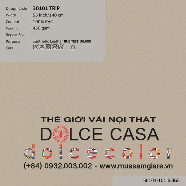  30101 vải PVC bọc nệm ghế TRIP 4 màu copyright 2025 