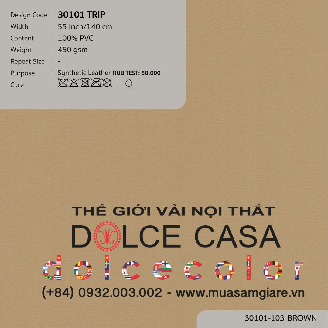  30101 vải PVC bọc nệm ghế TRIP 4 màu copyright 2025 