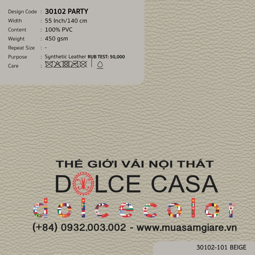  30102 vải PVC bọc nệm ghế PARTY 4 màu copyright 2025 