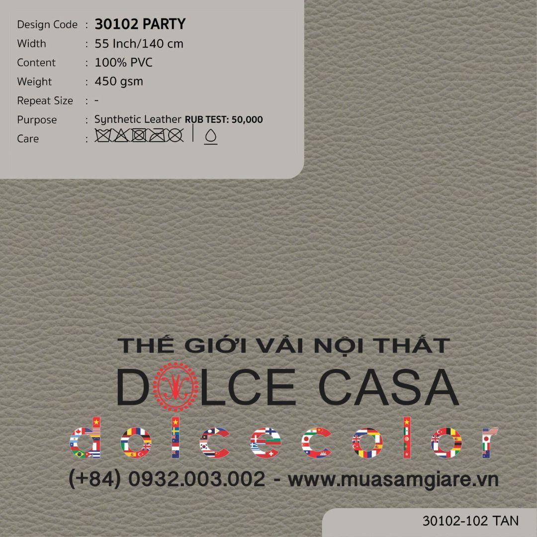  30102 vải PVC bọc nệm ghế PARTY 4 màu copyright 2025 