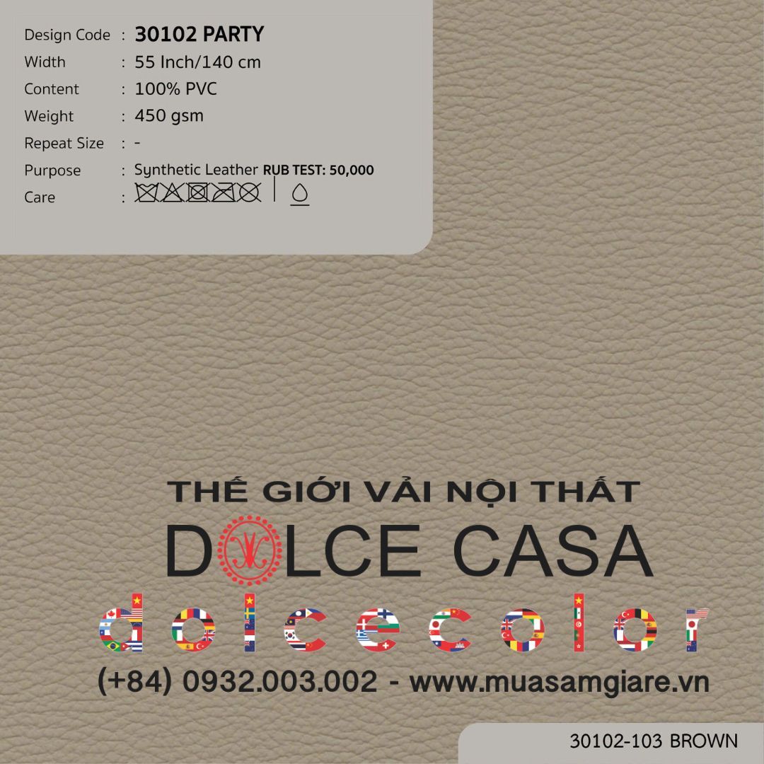  30102 vải PVC bọc nệm ghế PARTY 4 màu copyright 2025 