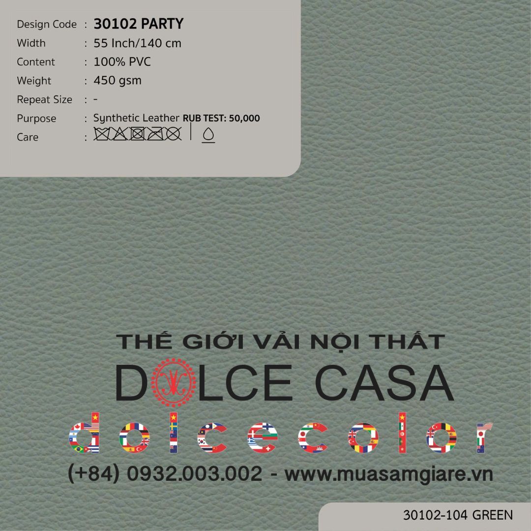  30102 vải PVC bọc nệm ghế PARTY 4 màu copyright 2025 