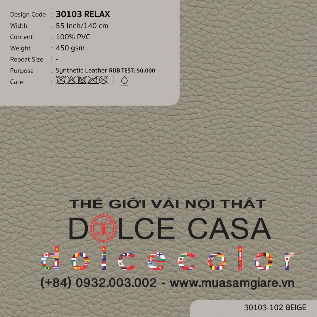  30103 vải PVC bọc nệm ghế RELAX 4 màu copyright 2025 