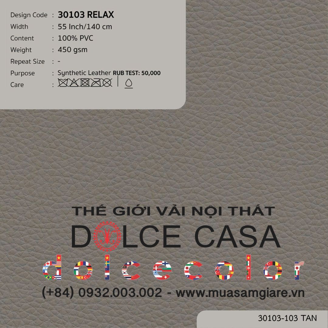  30103 vải PVC bọc nệm ghế RELAX 4 màu copyright 2025 