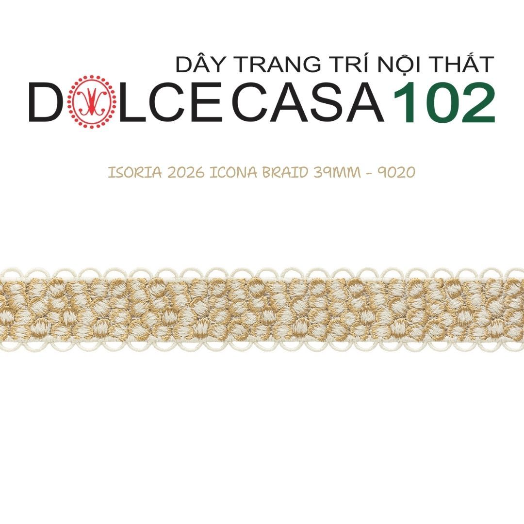  ICONA ISORIA 2026 dây viền thêu có mép cong hình sò có tại kho nhà SX 