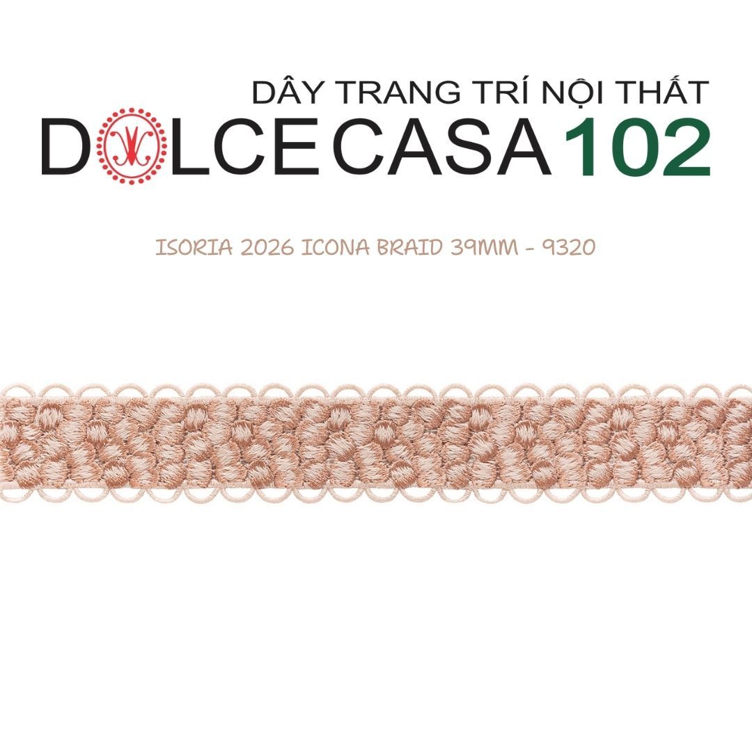  ICONA ISORIA 2026 dây viền thêu có mép cong hình sò có tại kho nhà SX 