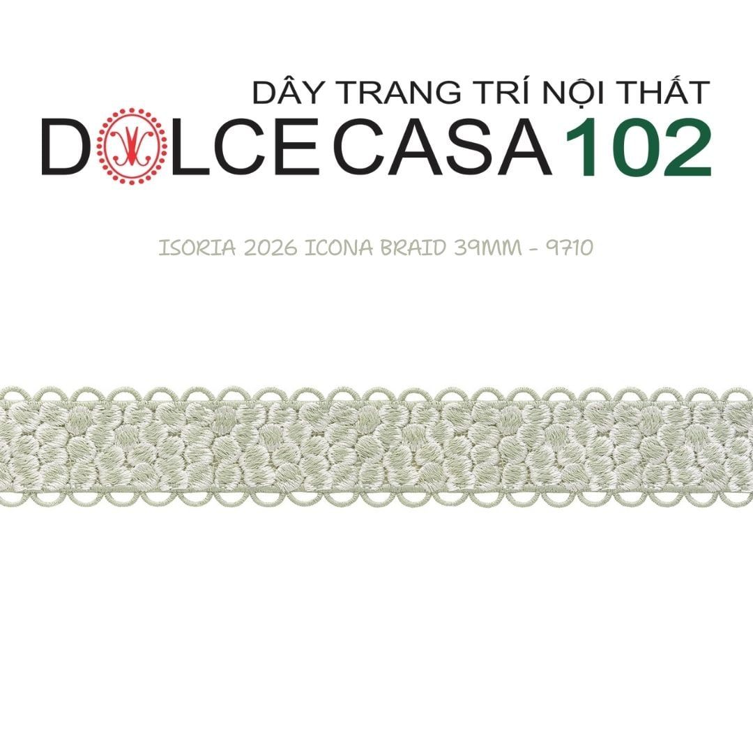  ICONA ISORIA 2026 dây viền thêu có mép cong hình sò có tại kho nhà SX 